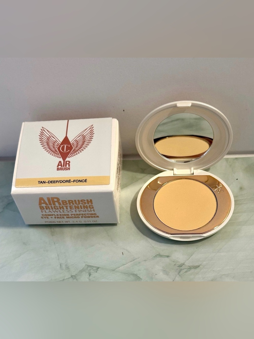 Charlotte Tilbury Airbrush Brightening Flawless Finish Mini Powder TanDeep .11oz